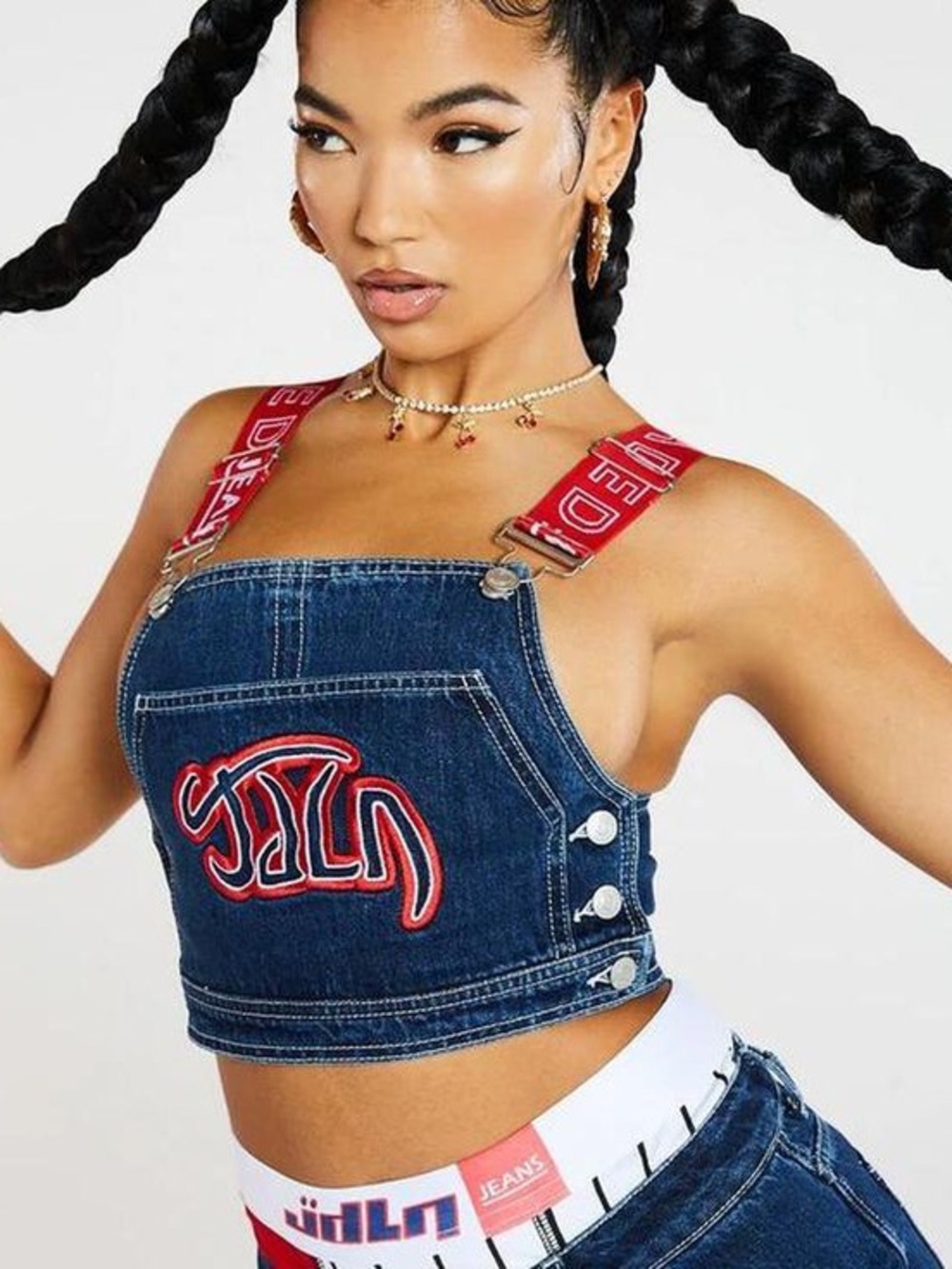 Jaded London denim crop top! Worn by Esther Yu! Sold out and originally $68